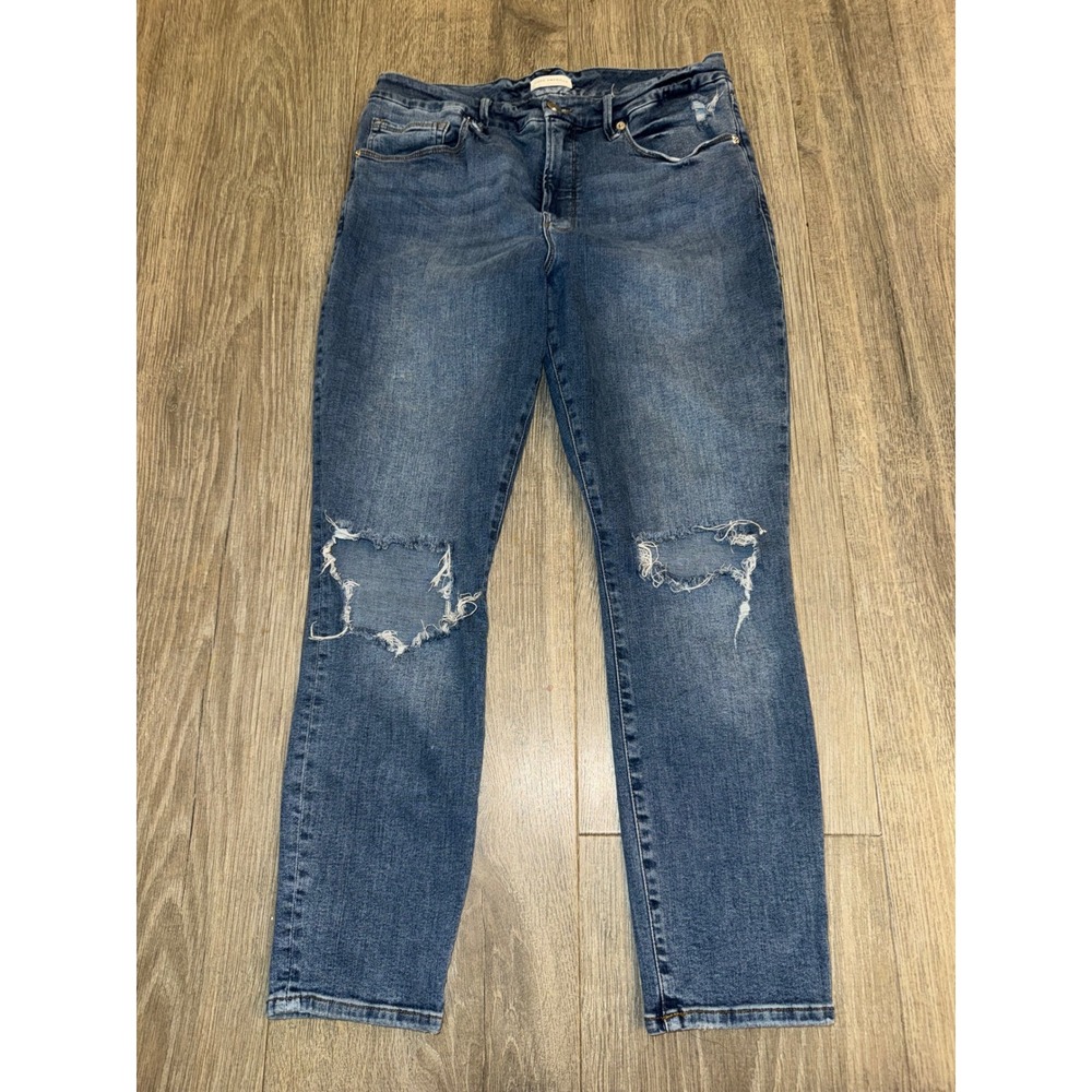 Good American Good Legs High Rise Skinny Distressed Jeans Blue GLC873TINA Sz 10